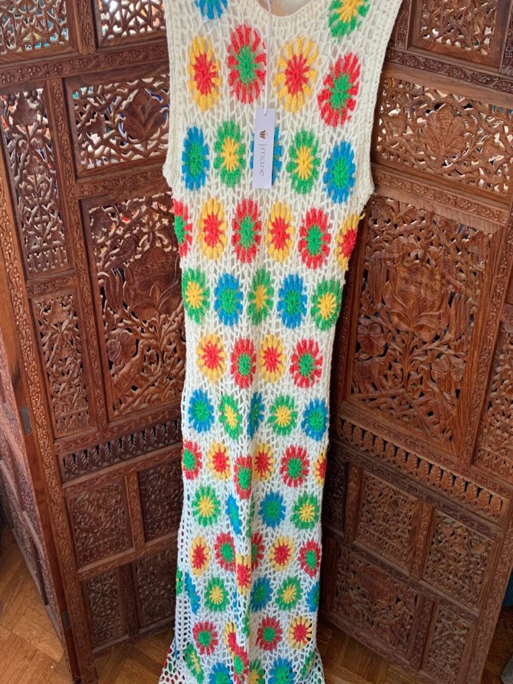 Long lined crochet floral dress